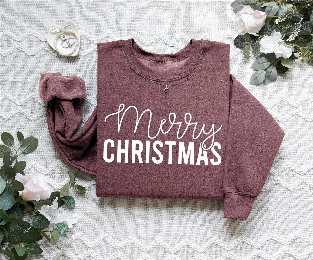 Merry Christmas Crewneck Sweatshirt alternate product view.
