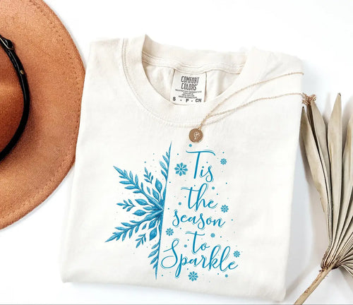 'Tis the Season to Sparkle graphic Comfort Colors T-shirt, additional product photograph.