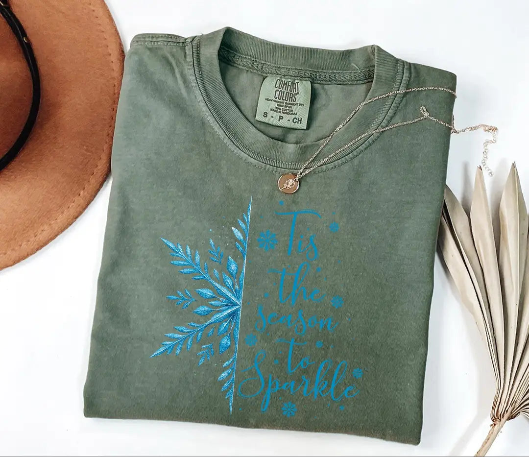 'Tis the Season to Sparkle graphic Comfort Colors T-shirt, additional product photograph.
