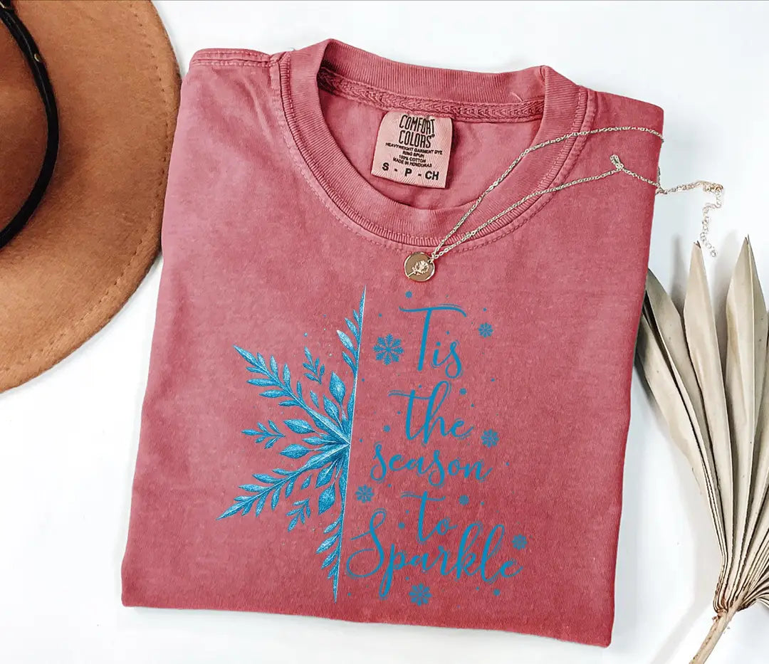 'Tis the Season to Sparkle graphic Comfort Colors T-shirt, additional product photograph.