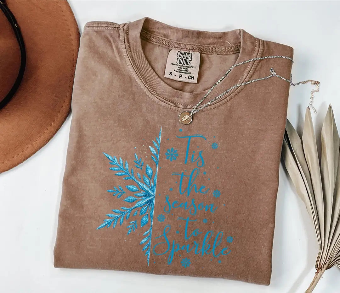 'Tis the Season to Sparkle graphic Comfort Colors T-shirt, additional product photograph.