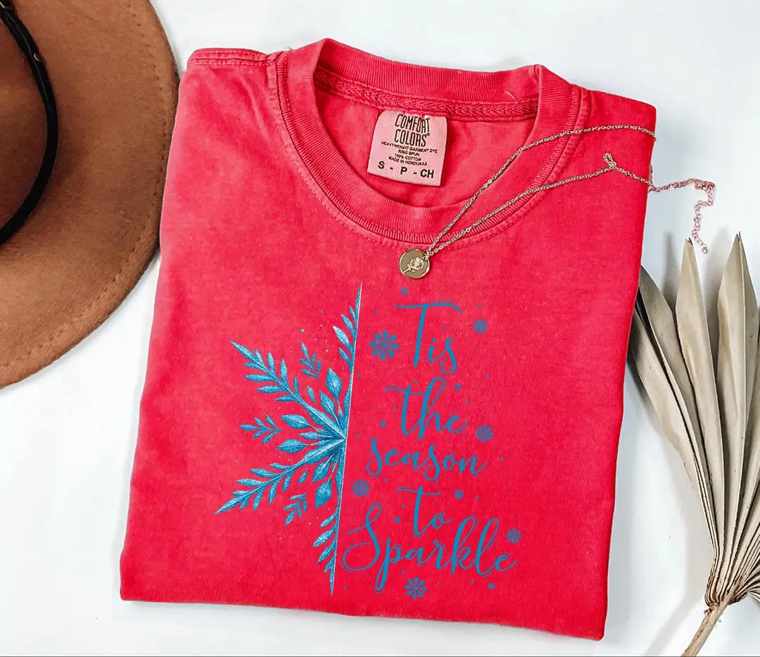 'Tis the Season to Sparkle graphic Comfort Colors T-shirt, additional product photograph.