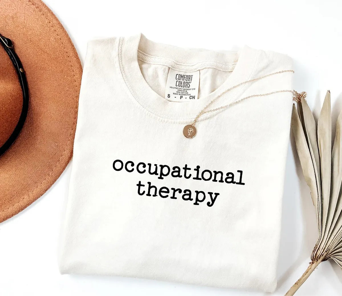 Minimal Occupational Therapy graphic Comfort Colors T-shirt, additional product photograph.