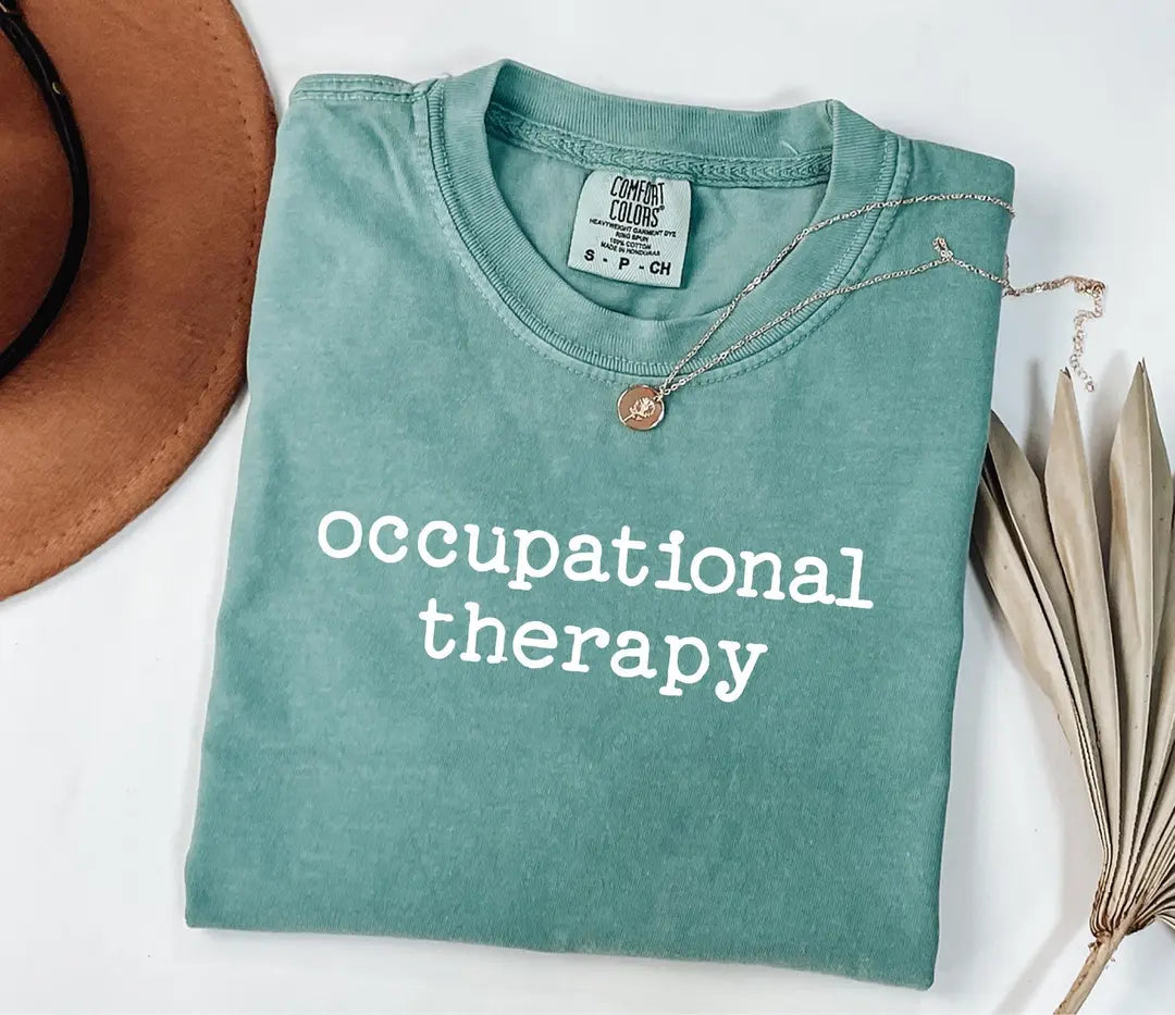 Minimal Occupational Therapy graphic Comfort Colors T-shirt, additional product photograph.