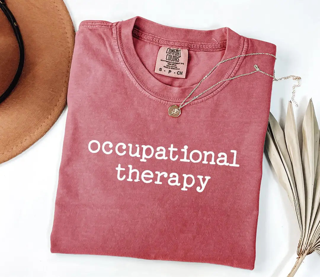 Minimal Occupational Therapy graphic Comfort Colors T-shirt, additional product photograph.