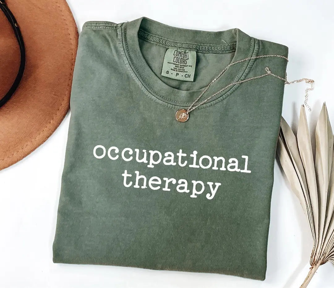 Minimal Occupational Therapy graphic Comfort Colors T-shirt, additional product photograph.
