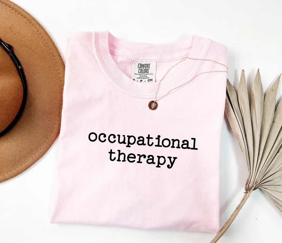 Minimal Occupational Therapy graphic Comfort Colors T-shirt, additional product photograph.