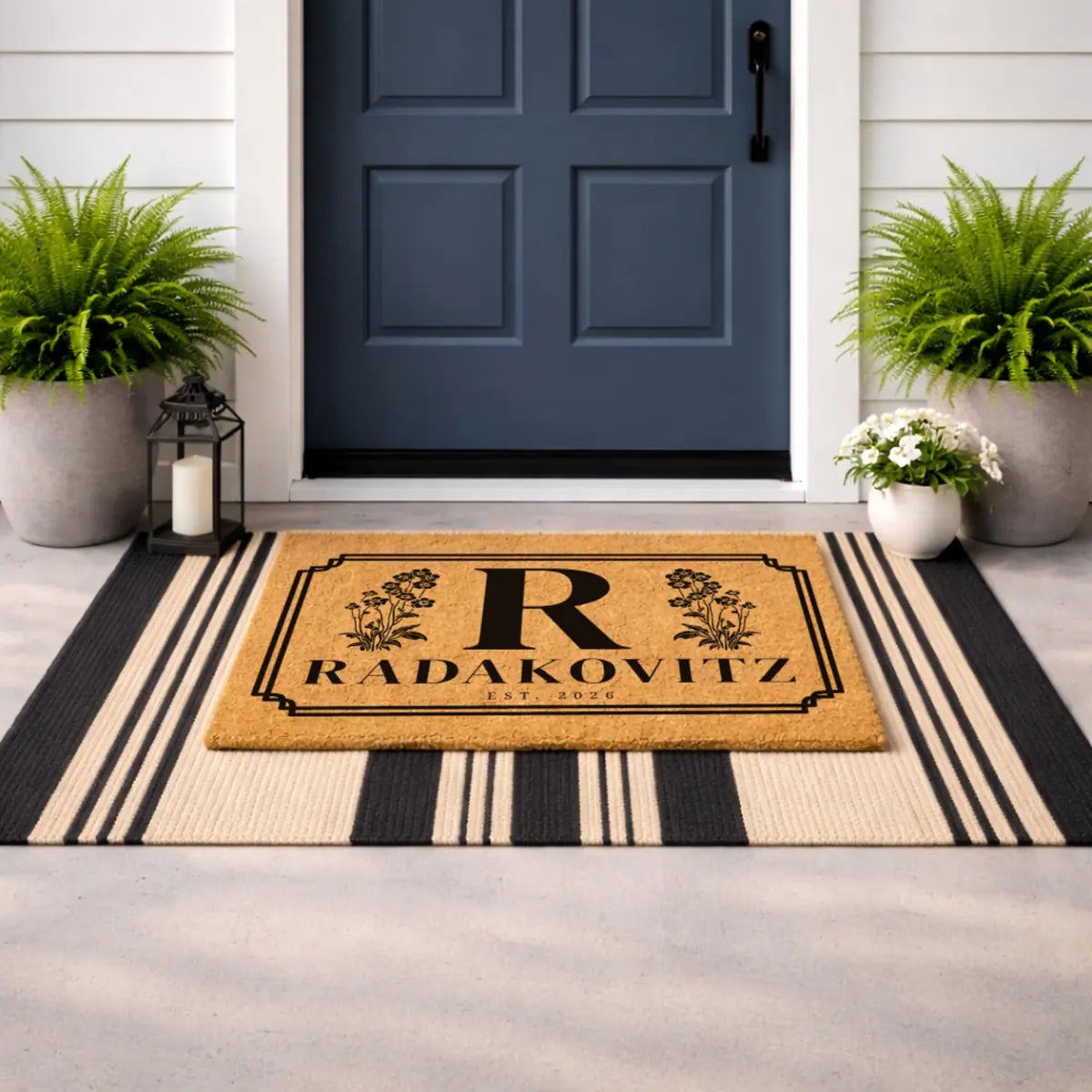 monogram last name custom wedding welcome personalized doormat detail 03