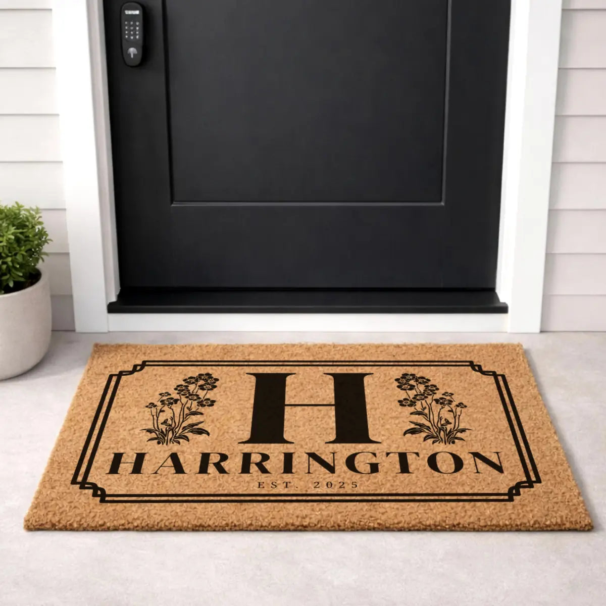 monogram last name custom wedding welcome personalized doormat flat lay 04