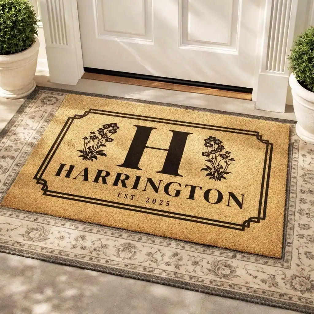 monogram last name custom wedding welcome personalized doormat lifestyle 02