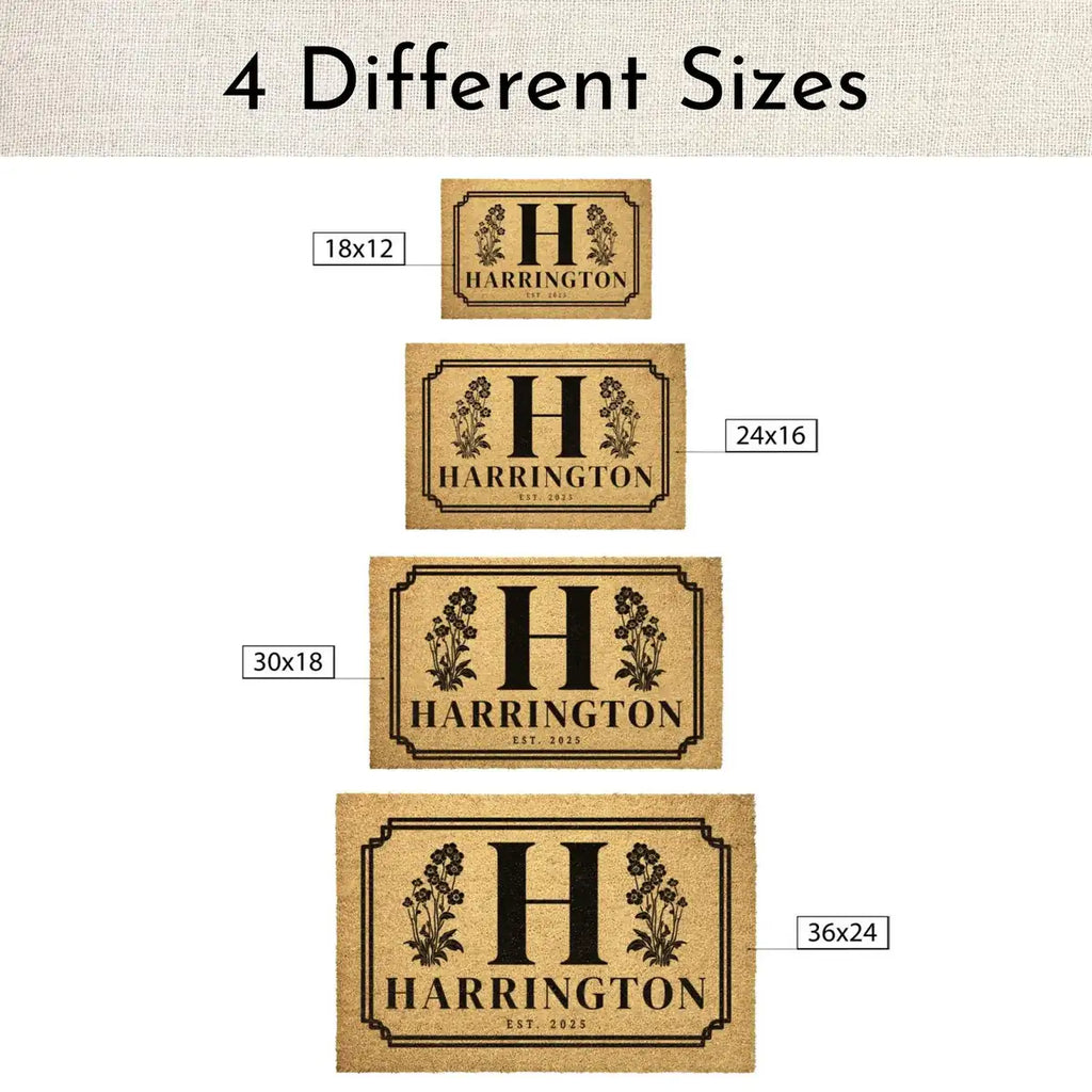 monogram last name custom wedding welcome personalized doormat size chart 05