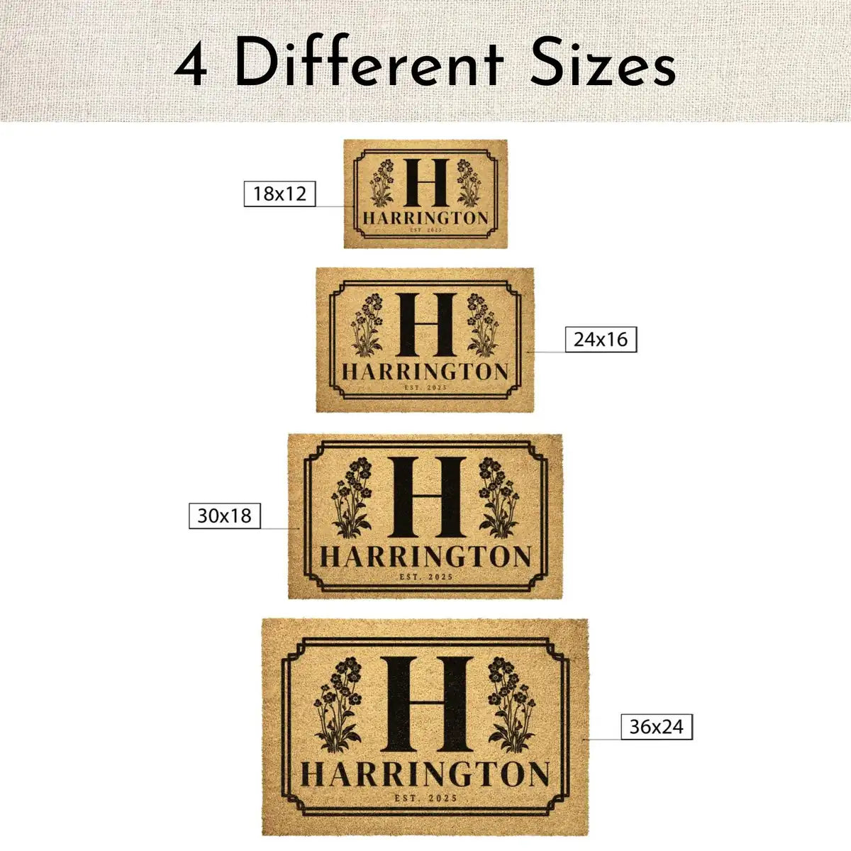 monogram last name custom wedding welcome personalized doormat size chart 05