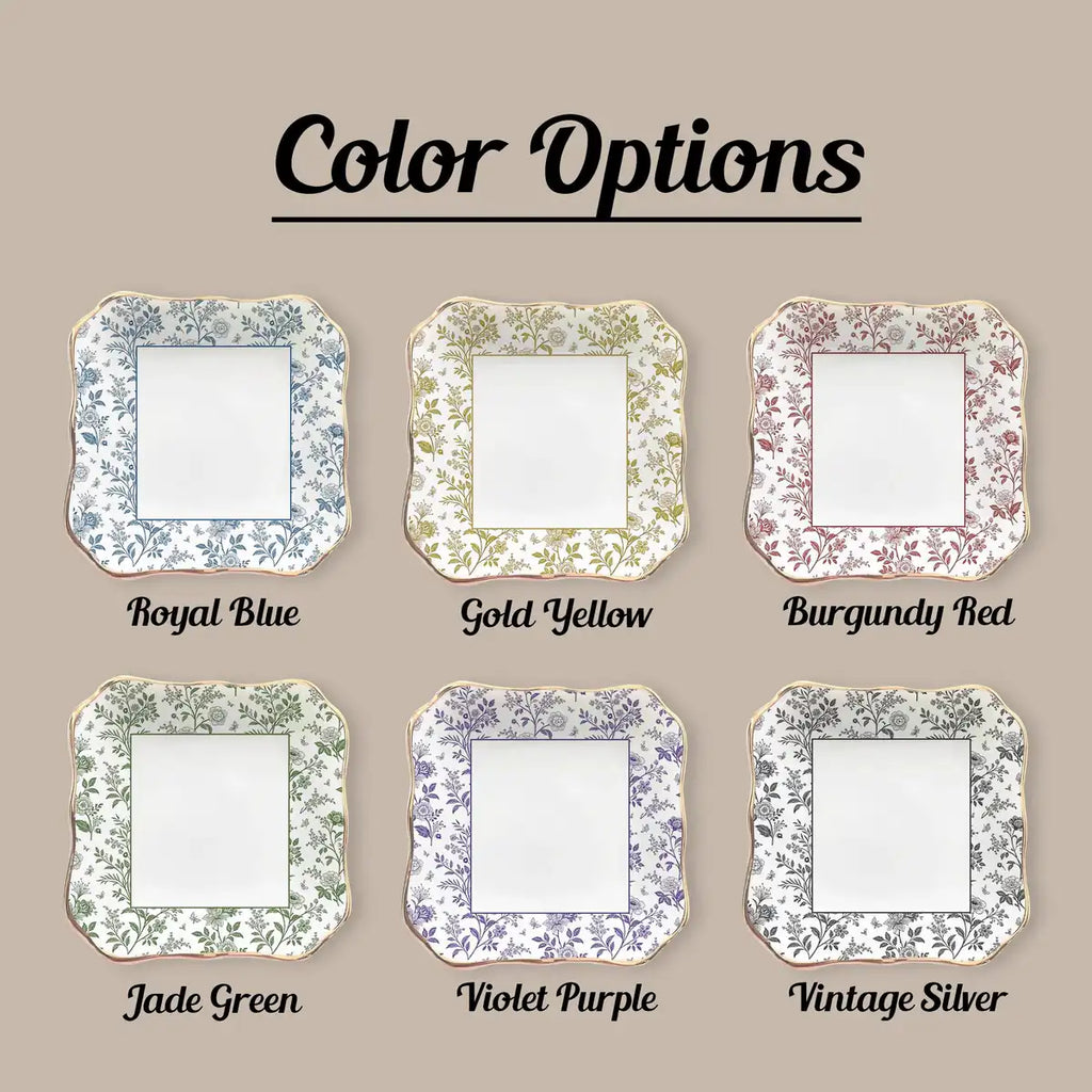 Color options chart showing available color choices for personalized wedding ceramic jewelry dish