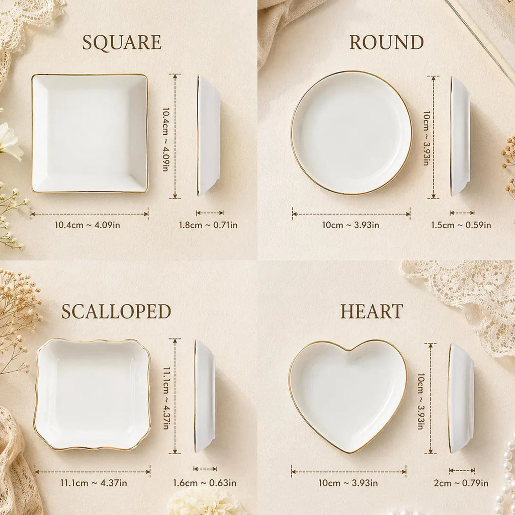 Custom photo wedding ring dish displayed elegantly on wooden bedroom nightstand