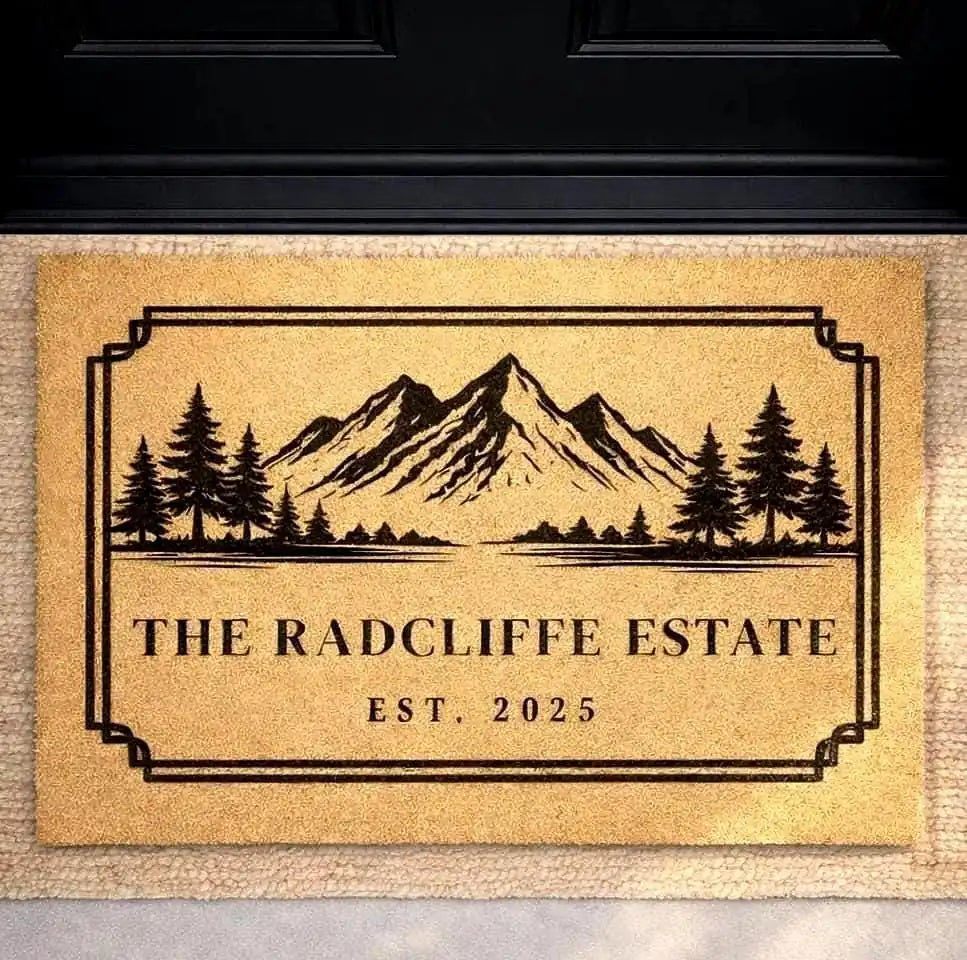 mountain forest custom cabin retreat personalized doormat detail 03