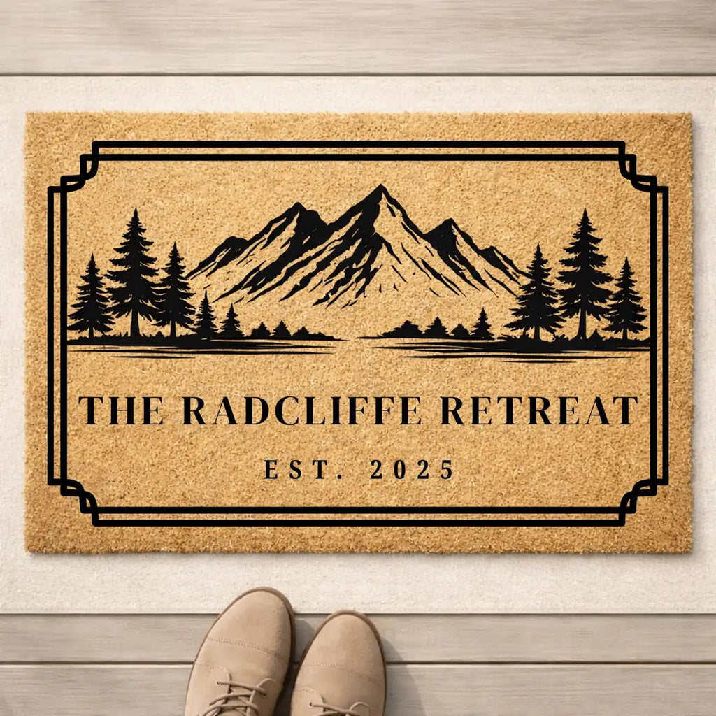 mountain forest custom cabin retreat personalized doormat detail 08