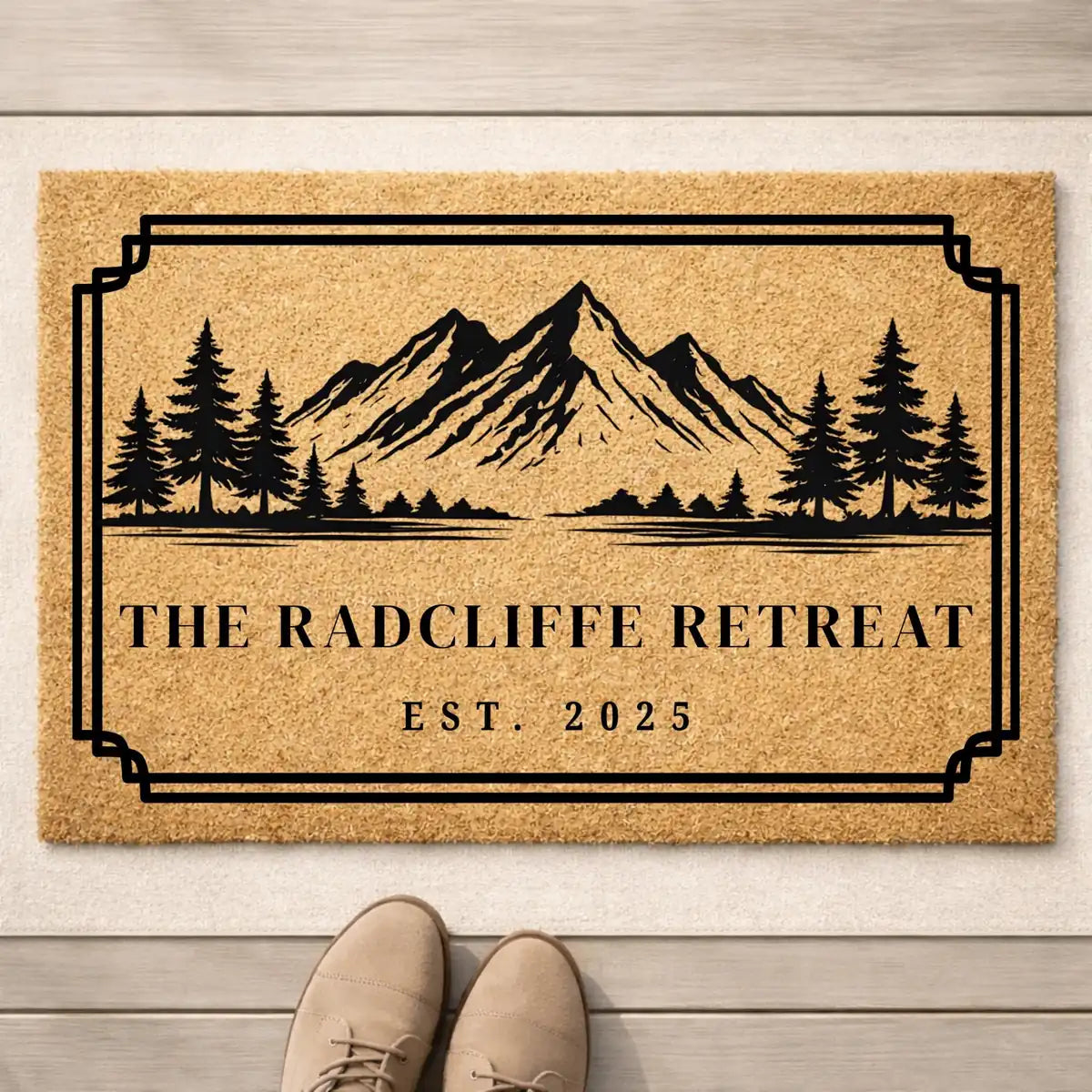 mountain forest custom cabin retreat personalized doormat detail 08