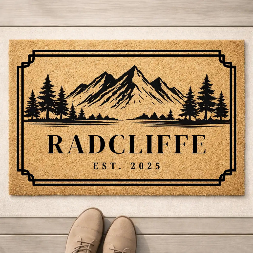 mountain forest custom cabin retreat personalized doormat hero 01
