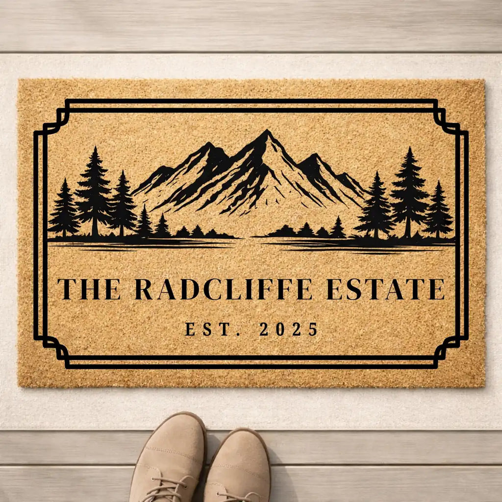 mountain forest custom cabin retreat personalized doormat measure 06