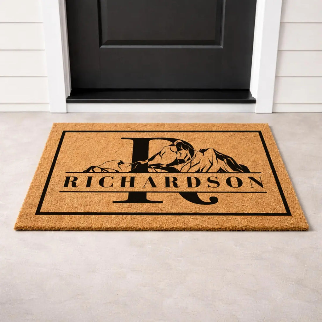 mountain monogram custom family name personalized doormat lifestyle 02