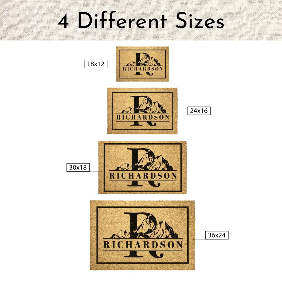 mountain monogram custom family name personalized doormat size chart 05