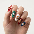 multicolor 3d almond press on nails christmas reindeer snowman glitter detail 03