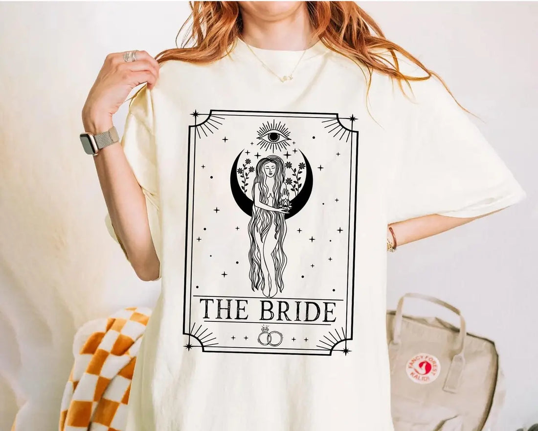 Mystical Tarot Card - Custom Text - Celestial Bachelorette Party Comfort Colors T-Shirt - Comfort Colors T-Shirt Mockup Image