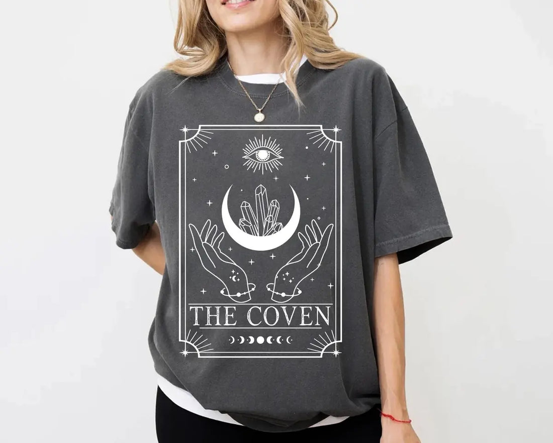 Mystical Tarot Card - Custom Text - Celestial Bachelorette Party Comfort Colors T-Shirt - Comfort Colors T-Shirt Mockup Image