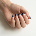navy blue french tip almond press on nails white polka dots lifestyle 02