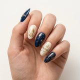 navy cream gold 3d easter almond press on nails cross heart star lifestyle 01