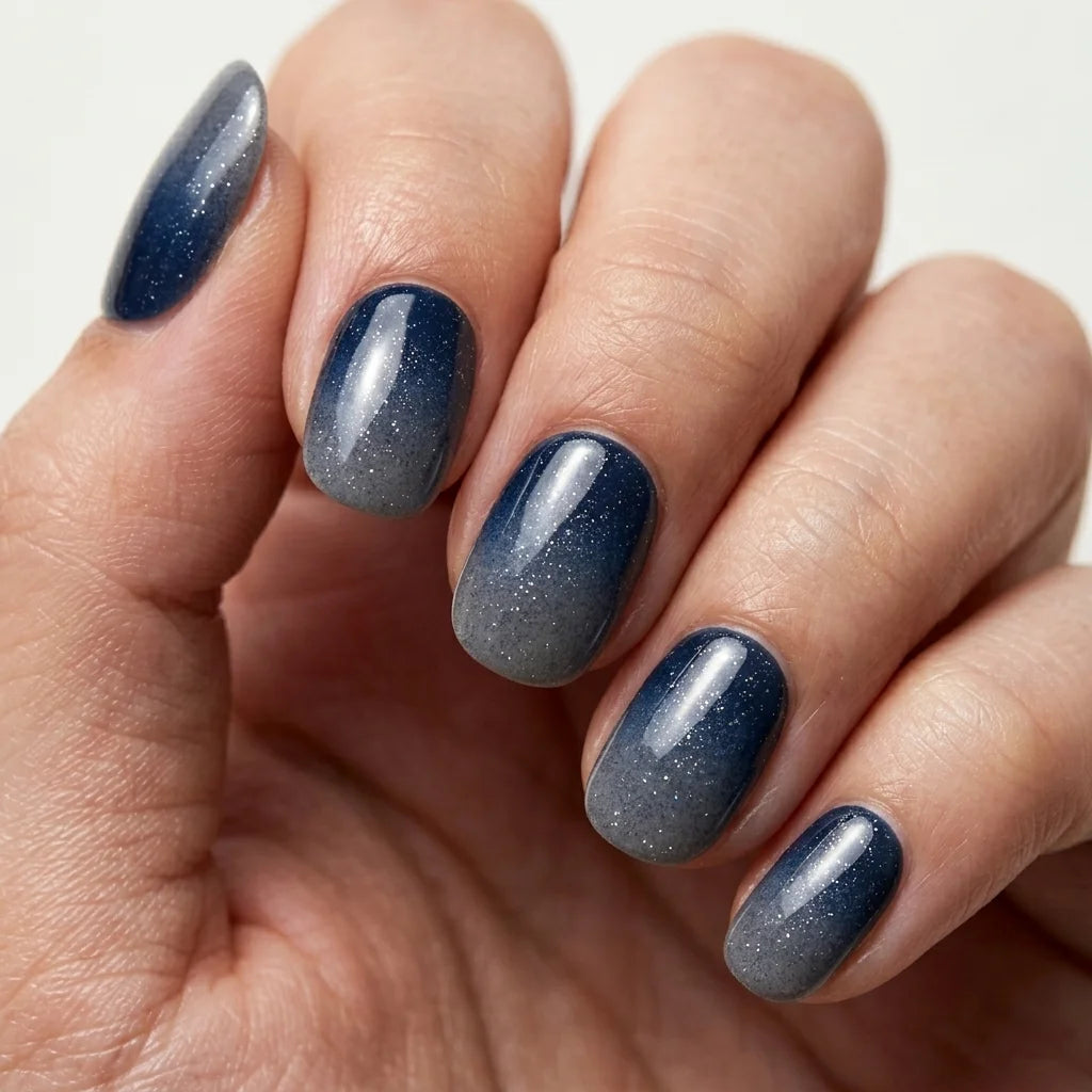 navy grey ombre glitter oval press on nails starry galaxy lifestyle 02