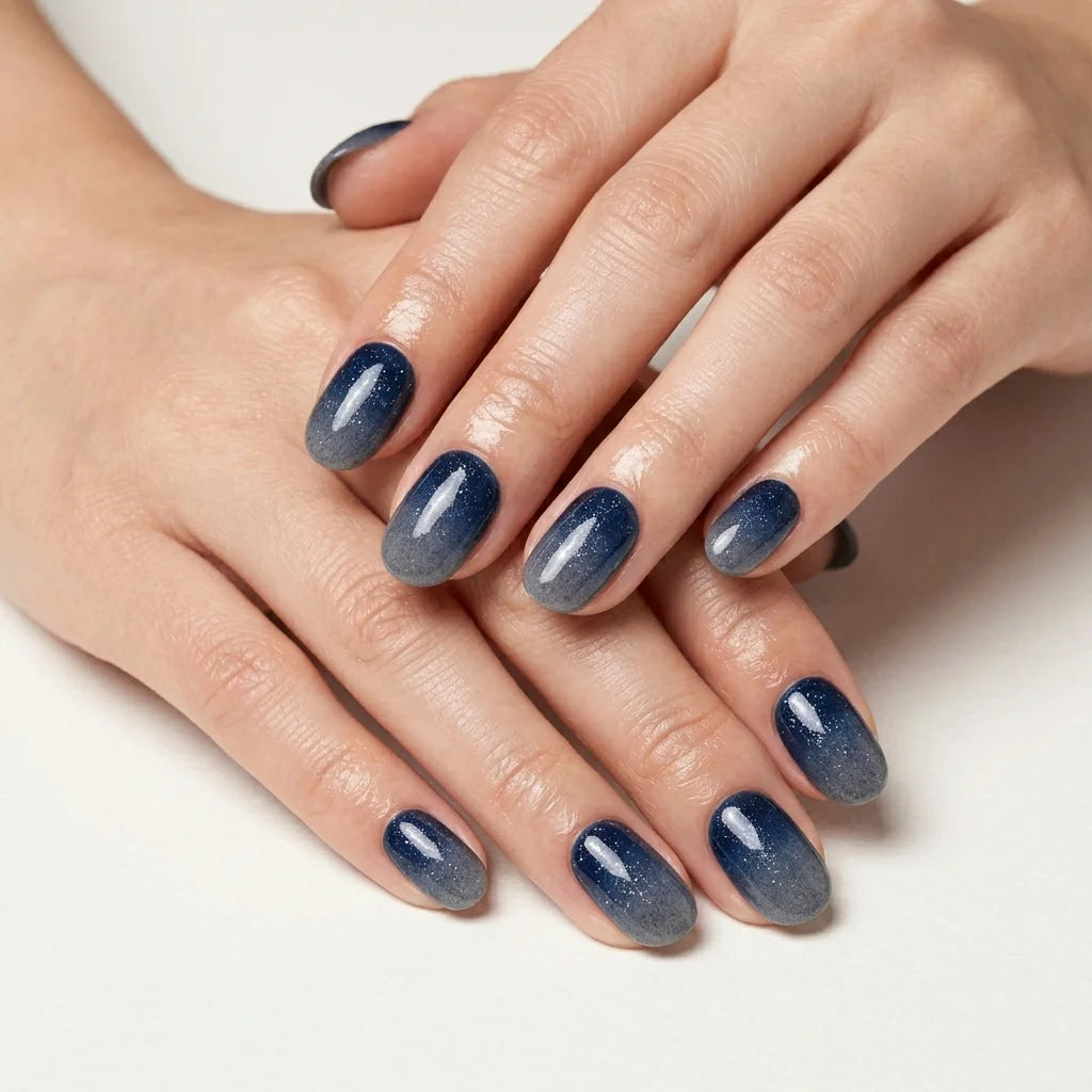 navy grey ombre glitter oval press on nails starry galaxy mockup 01
