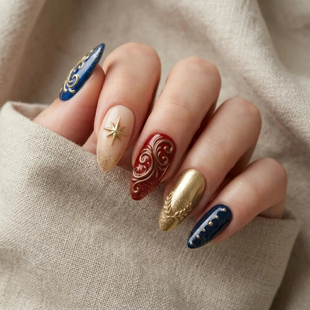navy nude red 3d ombre almond press on nails star swirl wreath mockup 01