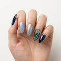 navy silver green 3d cat eye almond press on nails snowflake gem mockup 01