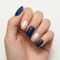 navy white gold hand painted ombre oval press on nails gold star mockup 01