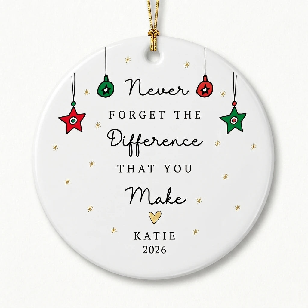 never forget the difference that you make thank you personalized ornament hero