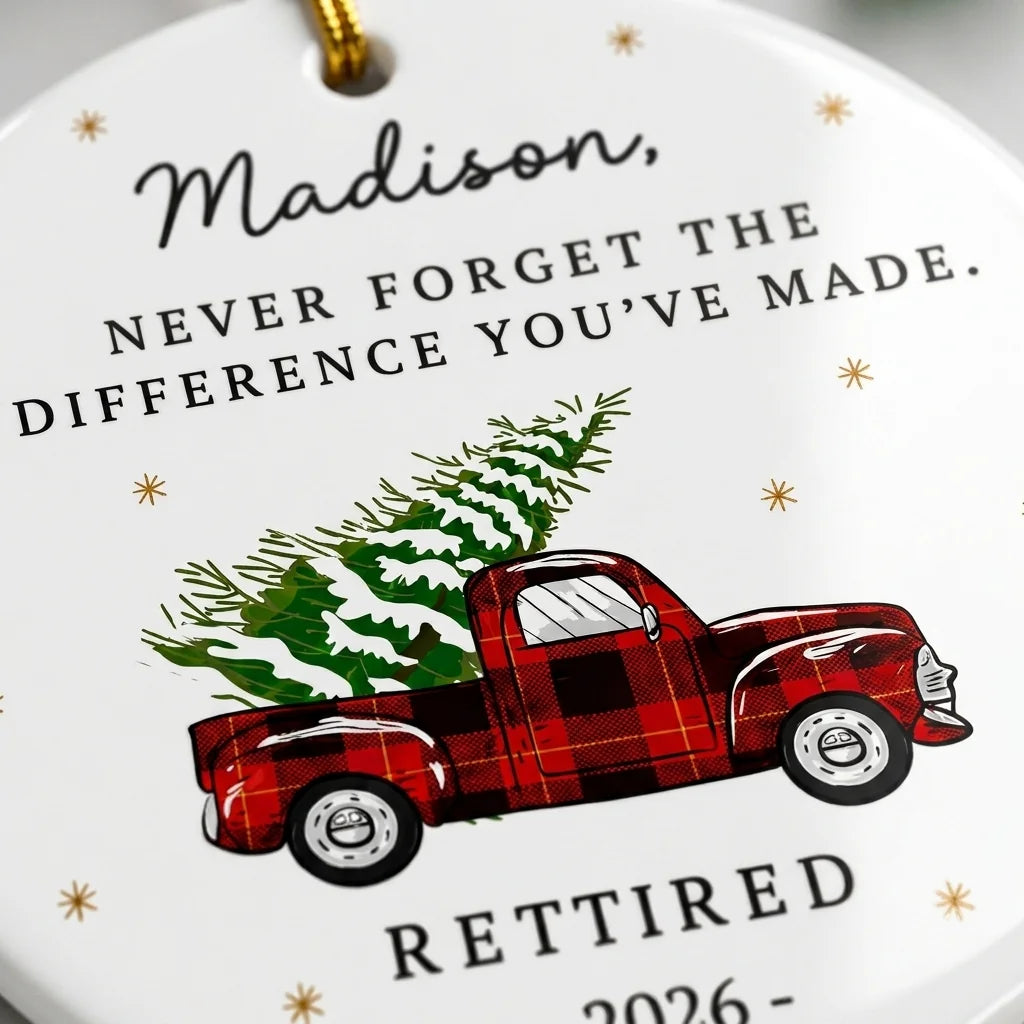 never forget the difference you ve made retirement personalized ornament detail