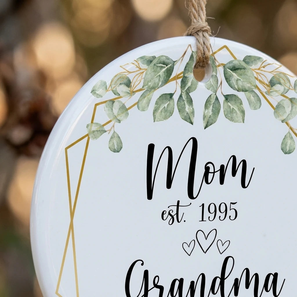 new grandma announcement personalized ornament detail