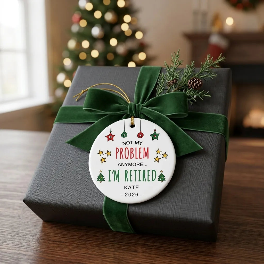 not my problem anymore i m retired retirement personalized ornament gift