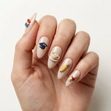nude 3d almond press on nails school cap book pencil diploma mockup 01