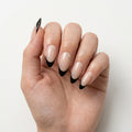 nude black matte french tip almond press on nails silver sparkle mockup 01