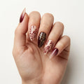 nude burgundy hand painted ombre almond press on nails botanical vine geometric lifestyle 03