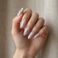 nude chrome almond medium press on nails iridescent wavy lifestyle 02