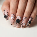 nude halloween 3d coffin long press on nails black rose ghost lifestyle 02