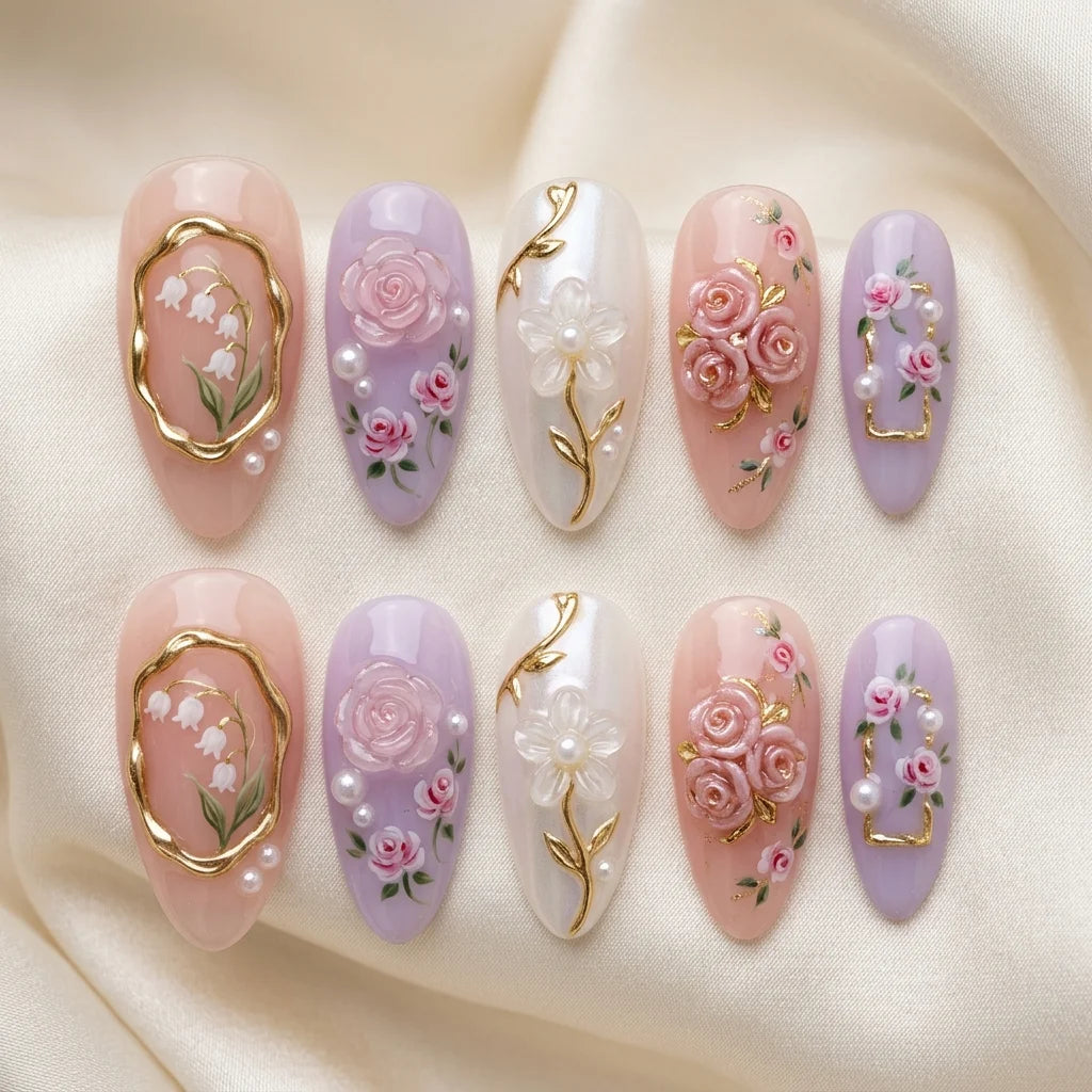 nude pink 3d almond medium press on nails rose lily mockup 01