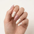 nude pink hand painted almond press on nails floral gold line mockup 01