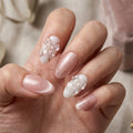 nude pink white 3d chrome almond press on nails ribbon bow heart detail 04