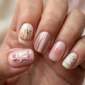 nude pink white 3d halloween square short press on nails gothic ghost pumpkin lifestyle 03