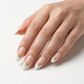nude white french tip almond press on nails gold ribbon bow mockup 01