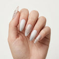 nude white hand painted almond press on nails silver swirl glitter detail 03